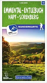 gefaltete (Land)Karte Kümmerly+Frey Wanderkarte 19 Emmental, Entlebuch 1:40.000 von