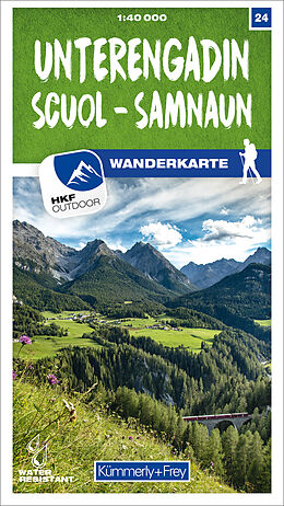 gefaltete (Land)Karte Unterengadin - Scuol - Samnaun Nr. 24 Wanderkarte 1:40 000 von 