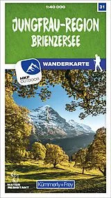 gefaltete (Land)Karte Kümmerly+Frey Wanderkarte 31 Jungfrau-Region 1:40.000 von 