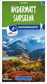 gefaltete (Land)Karte Kümmerly+Frey Wanderkarte 33 Andermatt, Surselva 1:40.000 von 