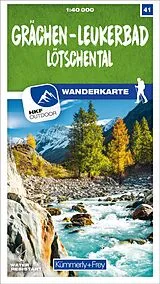 gefaltete (Land)Karte Kümmerly+Frey Wanderkarte 41 Grächen, Leukerbad 1:40.000 von 