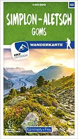 gefaltete (Land)Karte Kümmerly+Frey Wanderkarte 42 Simplon, Aletsch 1:40.000 von 