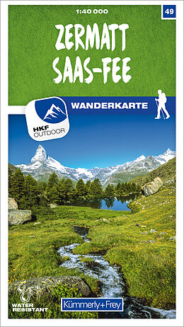 gefaltete (Land)Karte Zermatt - Saas-Fee Nr. 49 Wanderkarte 1:40 000 von 