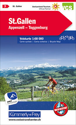 Carte (de géographie) pliée St. Gallen Appenzell Toggenburg Nr. 07 Velokarte 1:60 000 de 