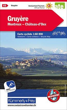 gefaltete (Land)Karte Greyerzerland Montreux, Château-d'Oex, Nr. 15 Velokarte 1:60 000 von 