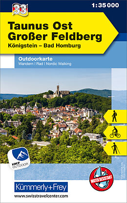gefaltete (Land)Karte Taunus Ost - Grosser Feldberg Königstein, Bad Homberg, Nr. 33 Outdoorkarte Deutschland 1:35 000 von 