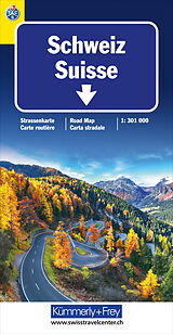 gefaltete (Land)Karte Schweiz TCS Strassenkarte 1:301 000 von 