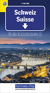 gefaltete (Land)Karte Schweiz TCS Strassenkarte 1:301 000 von 