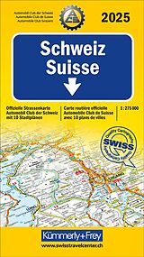 (Land)Karte Kümmerly+Frey Strassenkarte ACS Schweiz 2025 1:275.000 von 