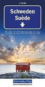 gefaltete (Land)Karte Kümmerly+Frey Strassenkarte Schweden 1:750.000 von 
