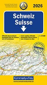 gefaltete (Land)Karte Kümmerly+Frey Strassenkarte ACS Schweiz 2026 1:275.000 von 