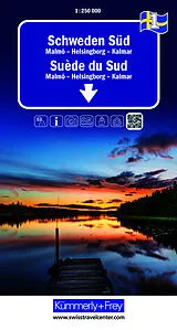 gefaltete (Land)Karte Kümmerly+Frey Regional-Strassenkarte 1 Schweden Süd 1:250.000 von 