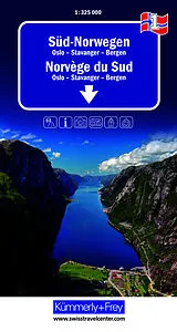 gefaltete (Land)Karte Kümmerly+Frey Regional-Strassenkarte 1 Süd-Norwegen 1:325.000 von 
