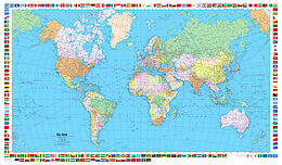 gerollte (Land)Karte Weltkarte politisch Poster 1:50 Mio.Plano gerollt in Röhre 87,5 x 51 cm von 