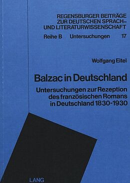 Kartonierter Einband Balzac in Deutschland von Wolfgang Eitel