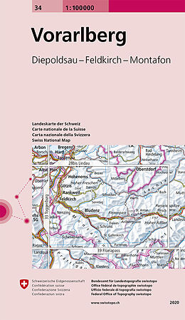 gefaltete (Land)Karte 34 Vorarlberg von Bundesamt für Landestopografie swisstopo