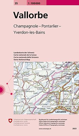 Carte (de géographie) pliée Vallorbe 100000 de Bundesamt für Landestopografie swisstopo