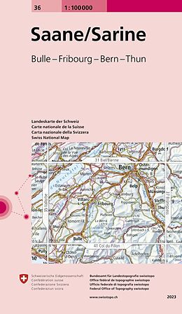 Carte (de géographie) pliée Saane/Sarine 100000 de Bundesamt für Landestopografie swisstopo