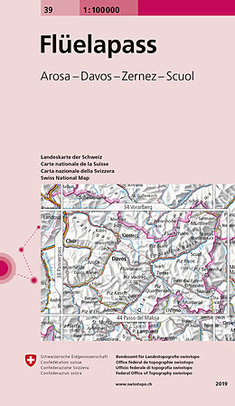 gefaltete (Land)Karte 39 Flüelapass von 