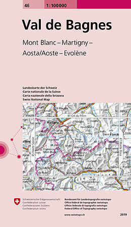 gefaltete (Land)Karte 46 Val de Bagnes von 