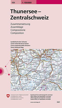 gefaltete (Land)Karte 101 Thunersee - Zentralschweiz von 