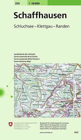 gefaltete (Land)Karte 205 Schaffhausen von Bundesamt für Landestopografie swisstopo