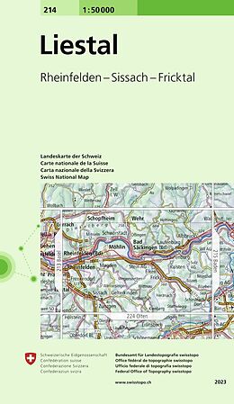 gefaltete (Land)Karte 214 Liestal von Bundesamt für Landestopografie swisstopo