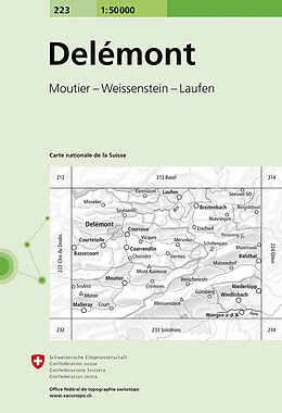gefaltete (Land)Karte 223 Delémont von Bundesamt für Landestopografie swisstopo