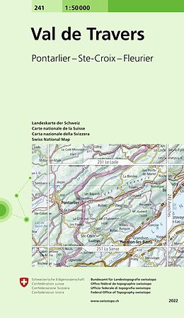 gefaltete (Land)Karte 241 Val de Travers von Bundesamt für Landestopografie swisstopo