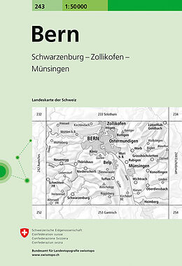 gefaltete (Land)Karte 243 Bern von 