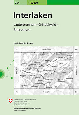 gefaltete (Land)Karte 254 Interlaken von 