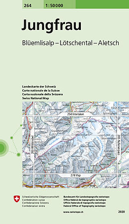gefaltete (Land)Karte 264 Jungfrau von Bundesamt für Landestopografie swisstopo