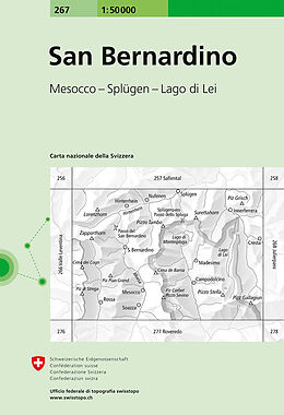 gefaltete (Land)Karte 267 San Bernardino von Bundesamt für Landestopografie swisstopo