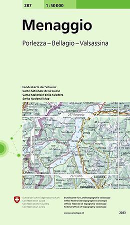 gefaltete (Land)Karte 287 Menaggio von Bundesamt für Landestopografie swisstopo