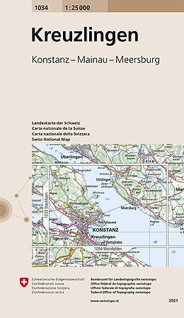 gefaltete (Land)Karte 1034 Kreuzlingen von Bundesamt für Landestopografie swisstopo