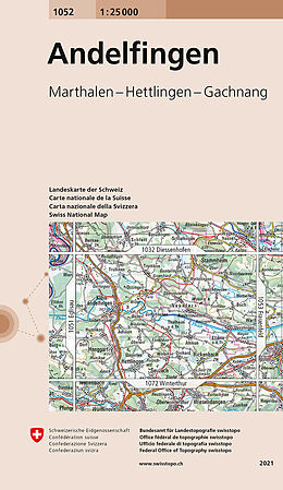 gefaltete (Land)Karte 1052 Andelfingen von Bundesamt für Landestopografie swisstopo