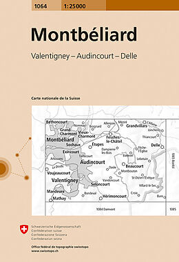 Carte (de géographie) pliée Montbéliard 25000 de Bundesamt für Landestopografie swisstopo