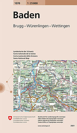 gefaltete (Land)Karte 1070 Baden von 