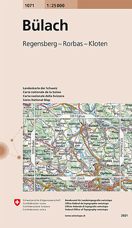 gefaltete (Land)Karte 1071 Bülach von 