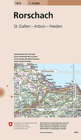 gefaltete (Land)Karte 1075 Rorschach von Bundesamt für Landestopografie swisstopo