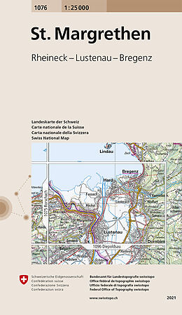 gefaltete (Land)Karte 1076 St. Margrethen von Bundesamt für Landestopografie swisstopo