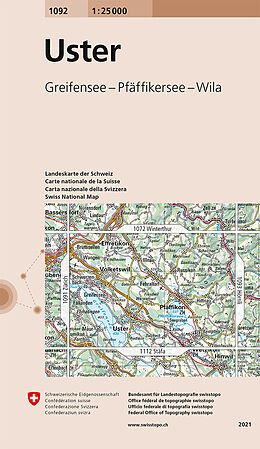 gefaltete (Land)Karte 1092 Uster von 