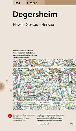 gefaltete (Land)Karte 1094 Degersheim von Bundesamt für Landestopografie swisstopo