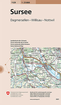 gefaltete (Land)Karte 1129 Sursee von Bundesamt für Landestopografie swisstopo