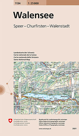 gefaltete (Land)Karte 1134 Walensee von 
