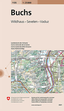 gefaltete (Land)Karte 1135 Buchs von Bundesamt für Landestopografie swisstopo