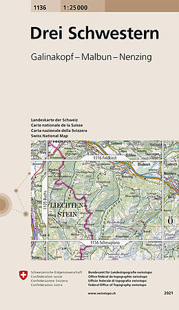 gefaltete (Land)Karte 1136 Drei Schwestern von Bundesamt für Landestopografie swisstopo