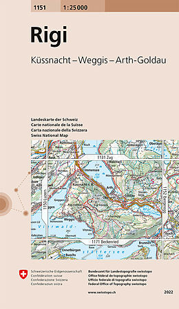 gefaltete (Land)Karte 1151 Rigi von 