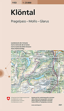 gefaltete (Land)Karte 1153 Klöntal von Bundesamt für Landestopografie swisstopo
