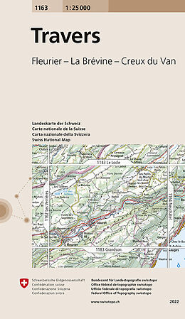 gefaltete (Land)Karte 1163 Travers von Bundesamt für Landestopografie swisstopo